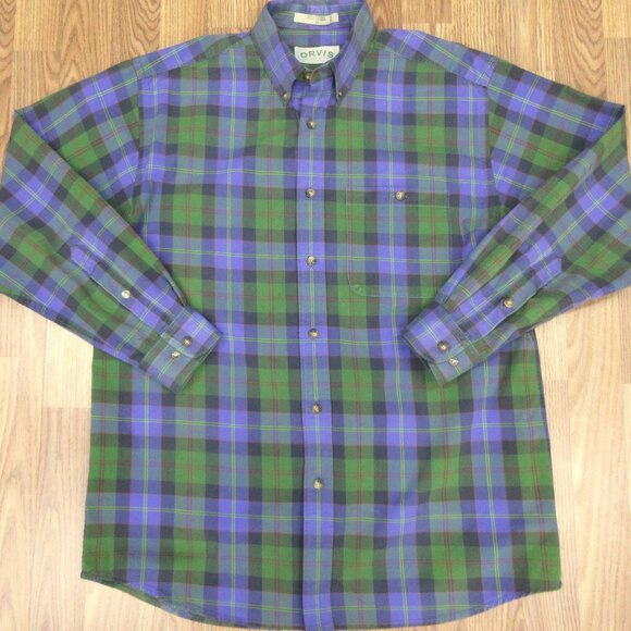 ORVIS REGULAR FIT 100% COTTON SHIRT VIOLET, OLIVE, RED & WHITE Sz MEDIUM, M - Picture 2 of 4